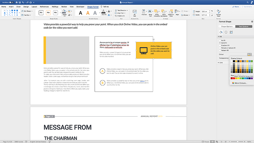 Customizing colors in the annual report template
