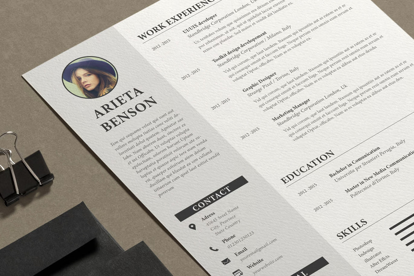 Arieta InDesign resume template