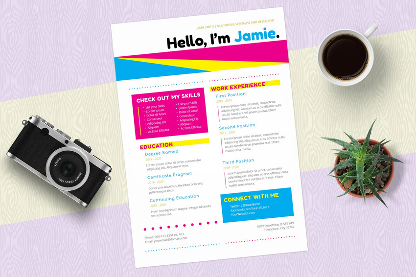 InDesign resume template (Colorful CMYK)