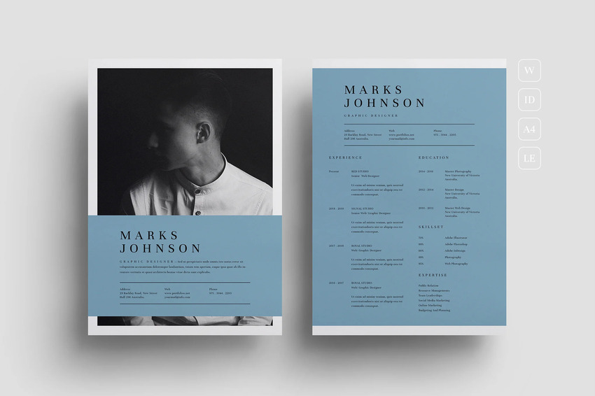 Blue InDesign resume template