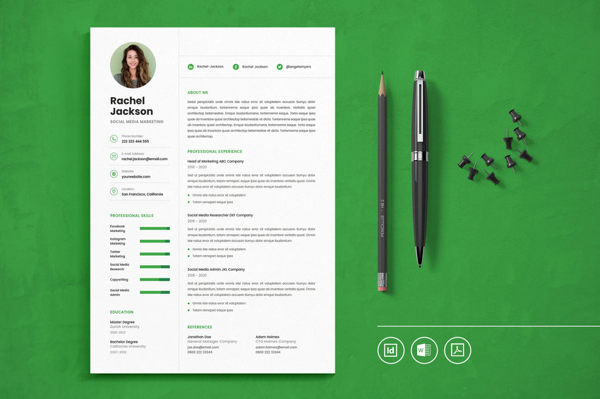 Professional CV resume InDesign template vol.11