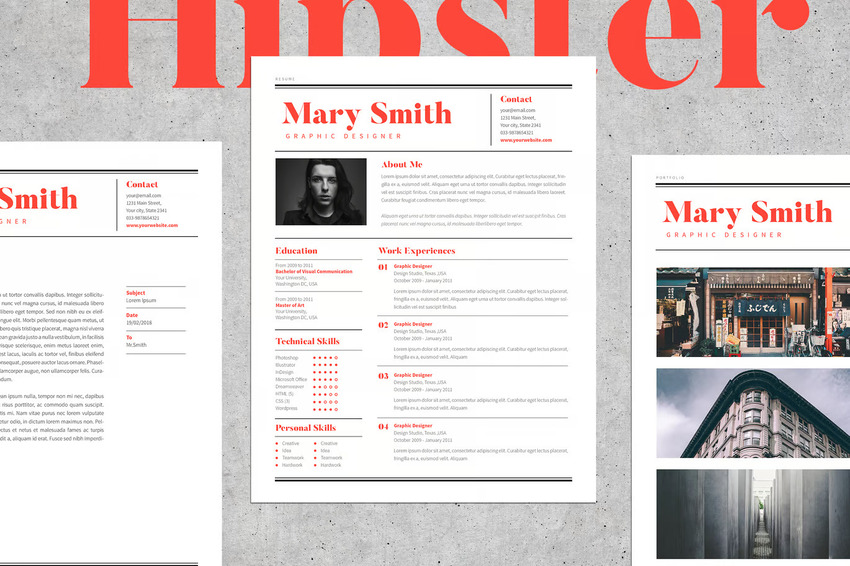 Hipster InDesign resume template