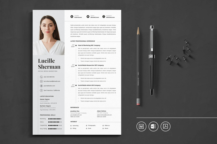 Professional CV resume InDesign template vol. 21