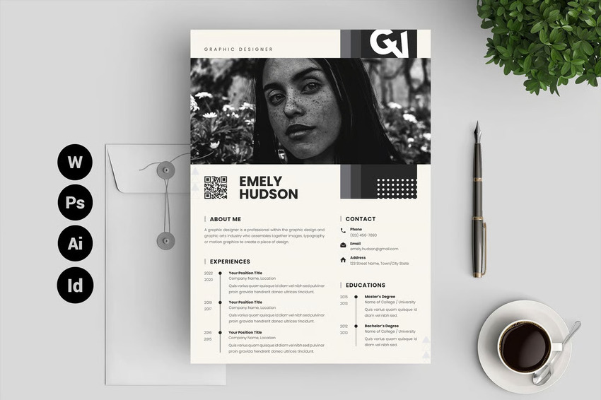 Stylish resume InDesign template