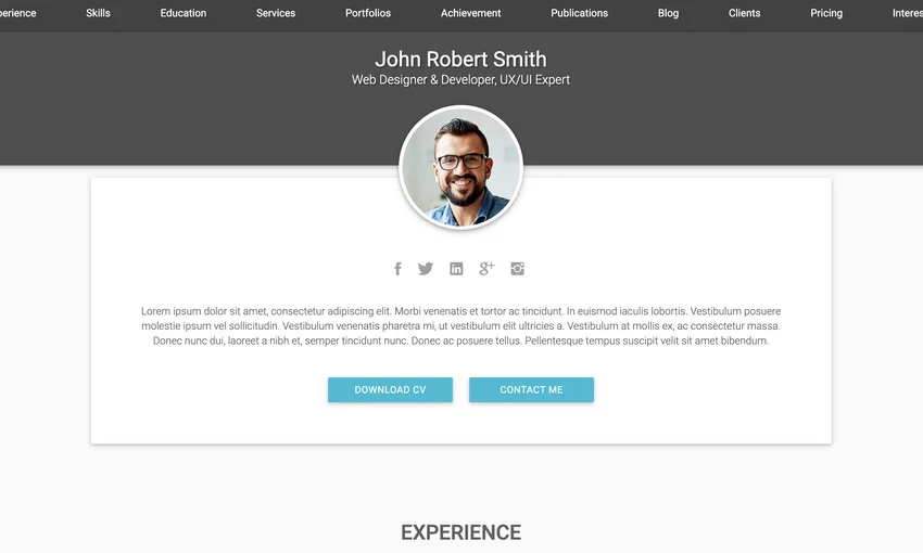 Decent - Material Design Professional CV/Resume HTML Template
