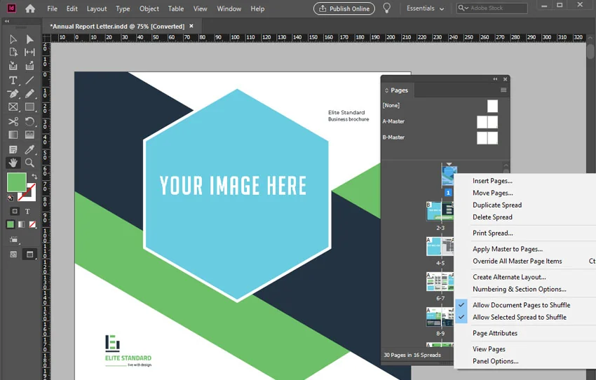 Adobe InDesign Pages Panel