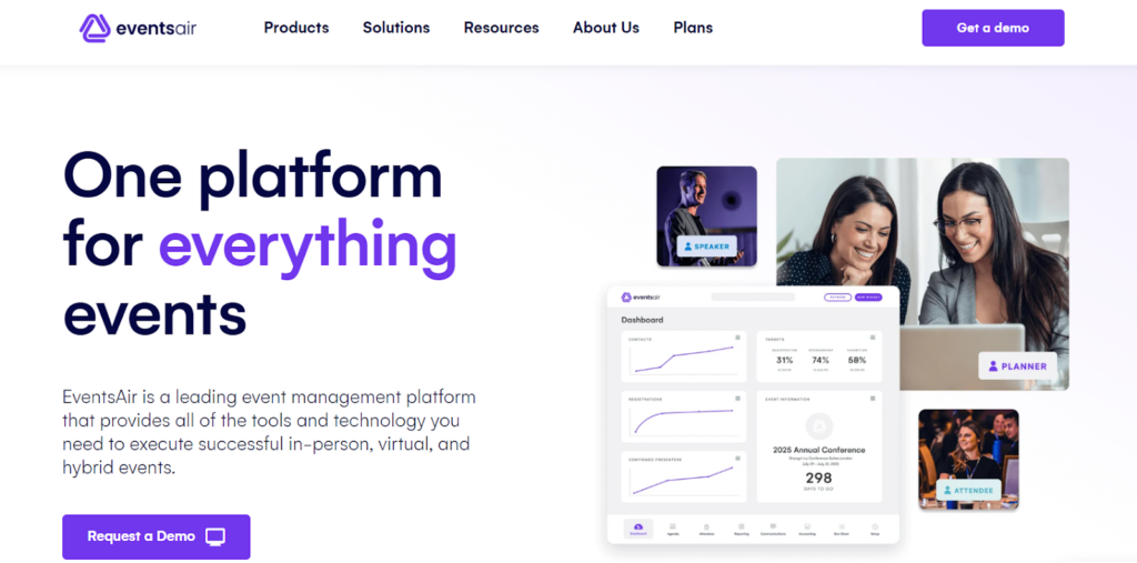 EventsAir's website uses images that offer the right contextual clues. 
