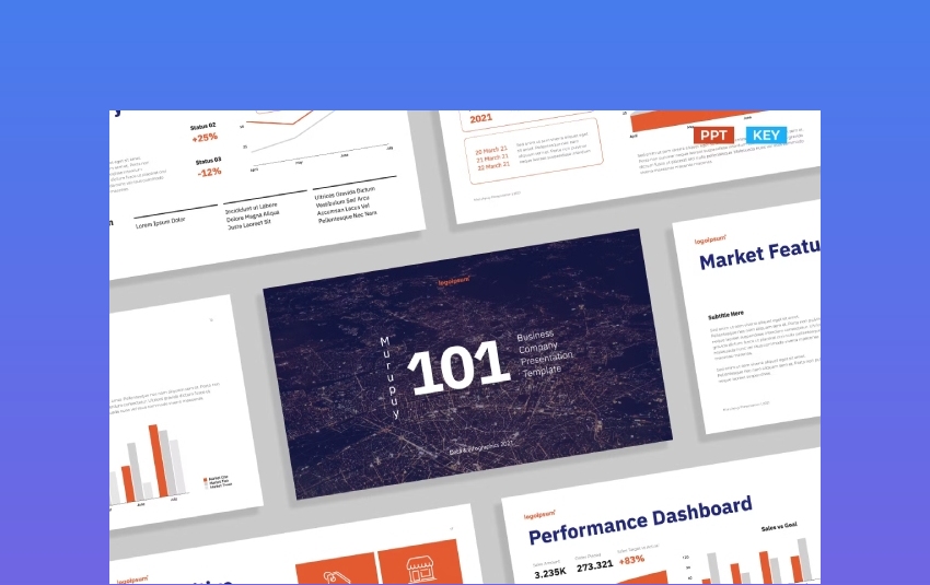 Modern Blue Orange Data & Infographics Business