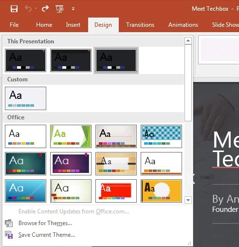 Slide themes