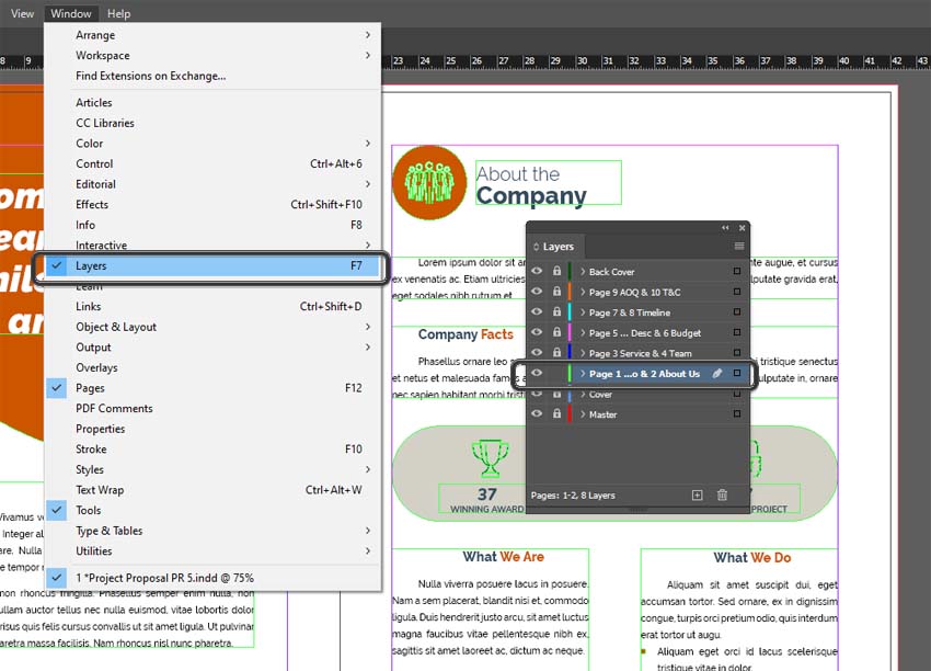 InDesign Layers
