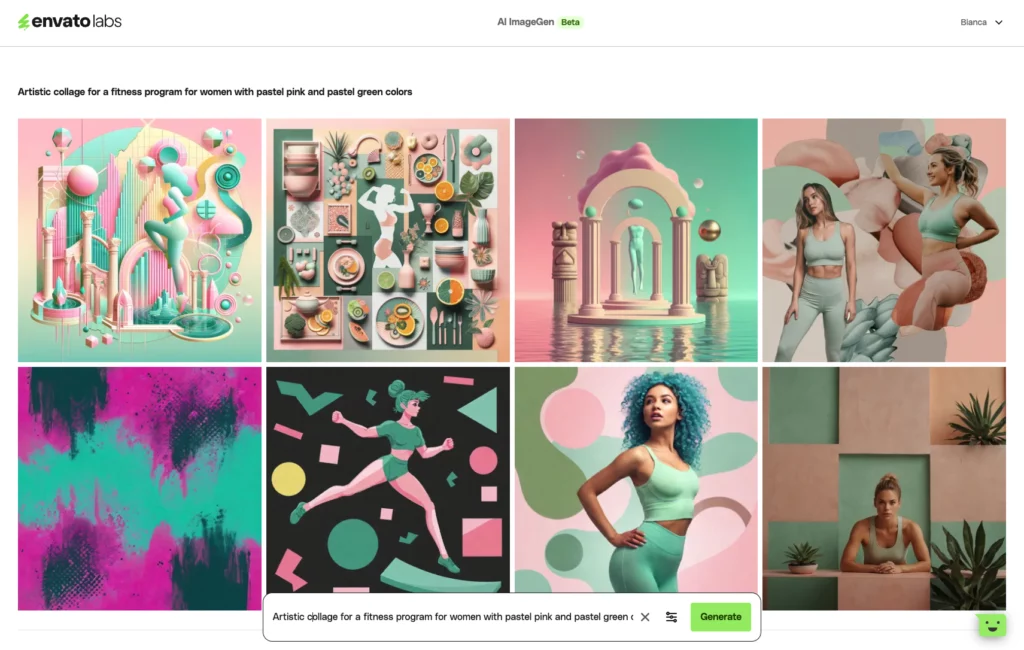 AI generated artistic collage for a fitness program