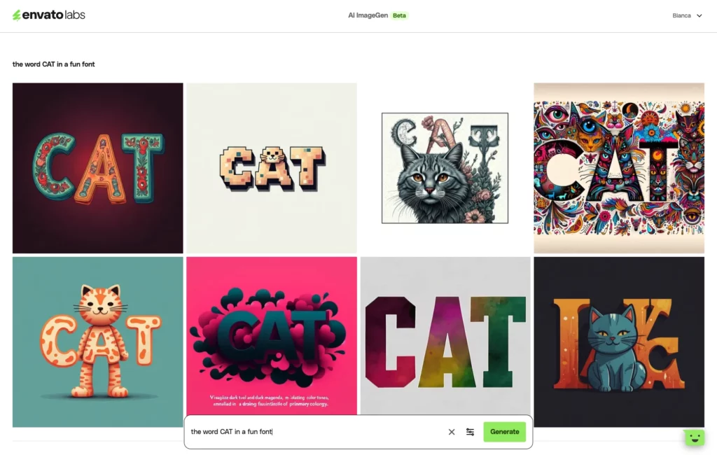 AI generated cat fonts from AI ImageGen