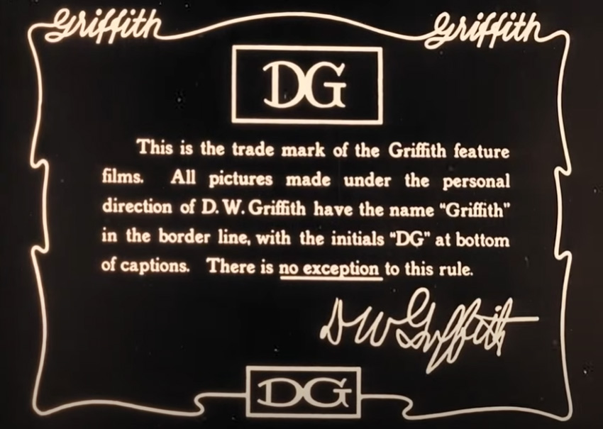 D W Griffith title card