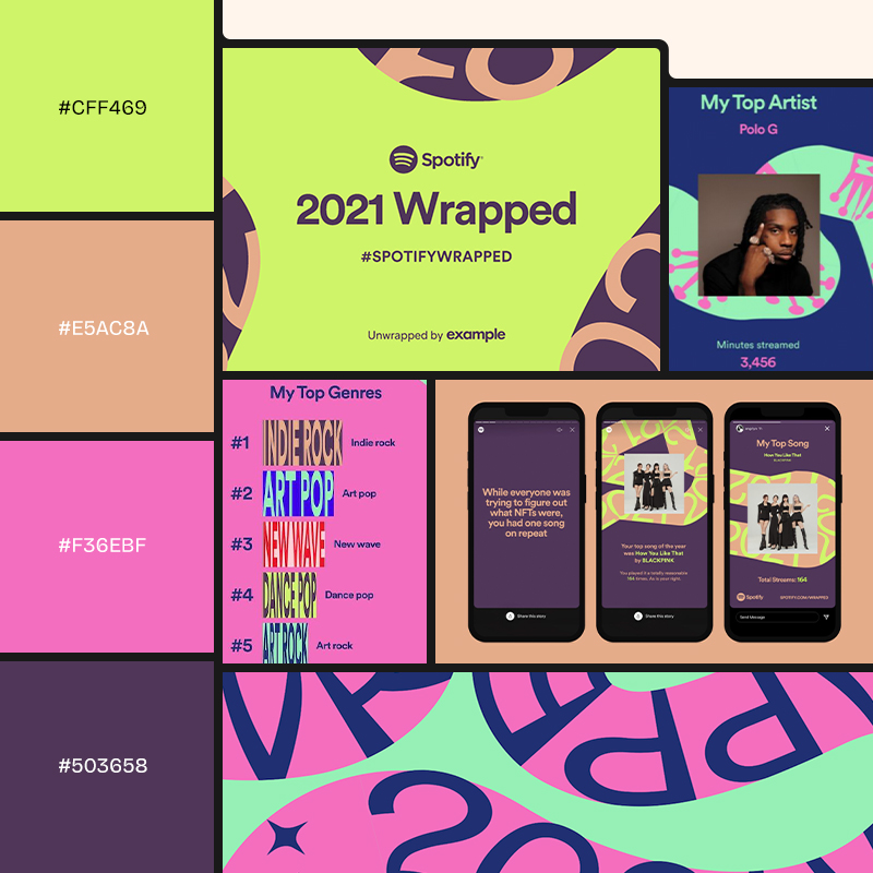 Images and marketing from Spotify Wrapped 2021.