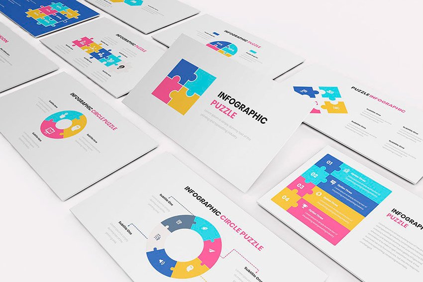 This jigsaw PowerPoint template has a clean and simple design. 
