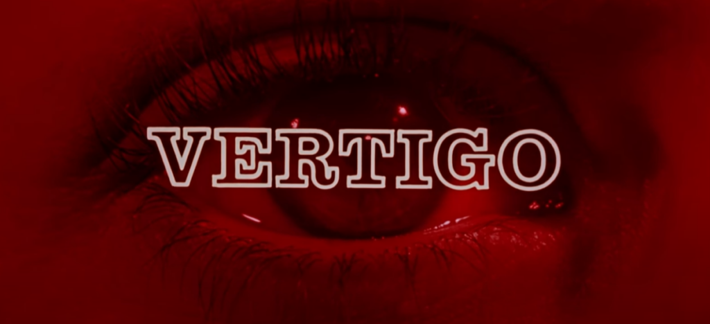 A still from the titles of Vertigo, designed by Saul Bass
