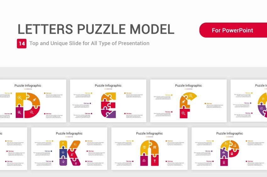 Letters Puzzle Model PowerPoint Template
