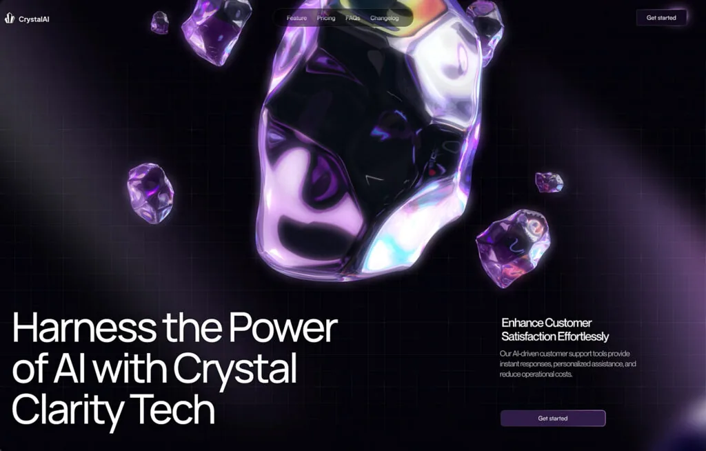 Stunning web design with animated 3D assets created and rendered in Spline by Riotters