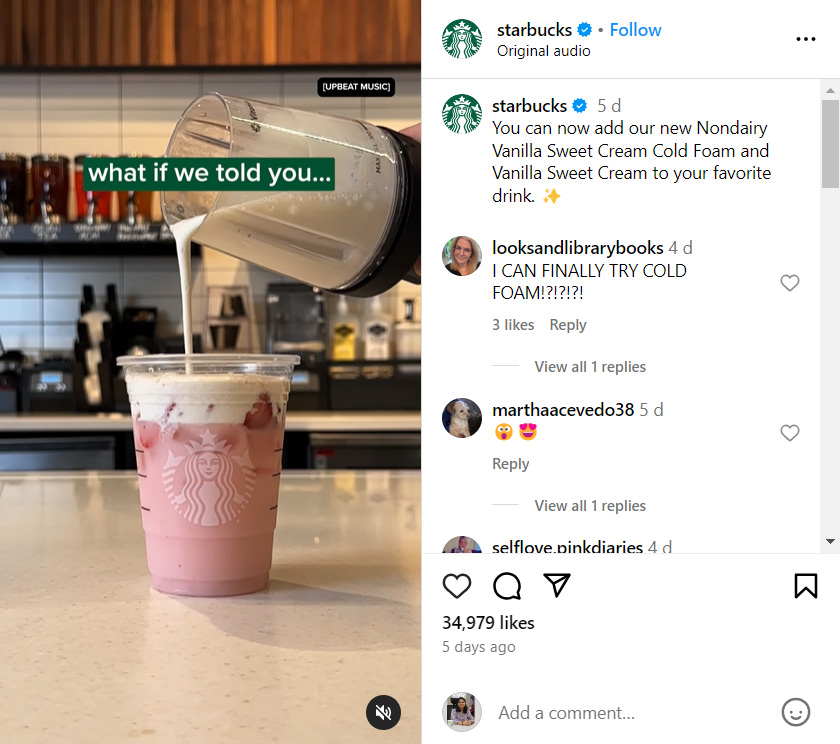 starbucks Instagram reel