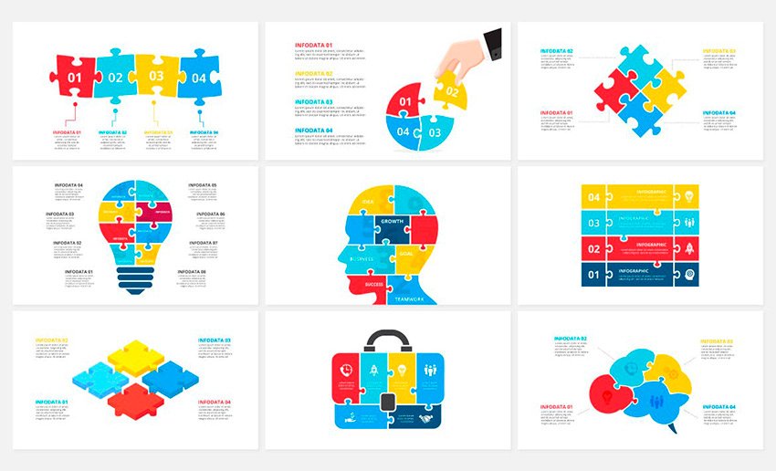 Check out the white space on this jigsaw PowerPoint template.
