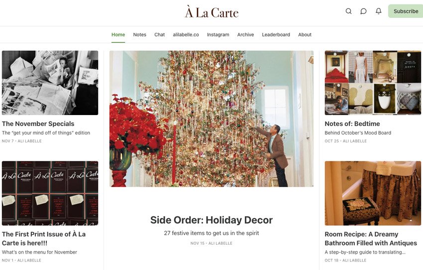 A La Carte by Ali LaBelle on Substack