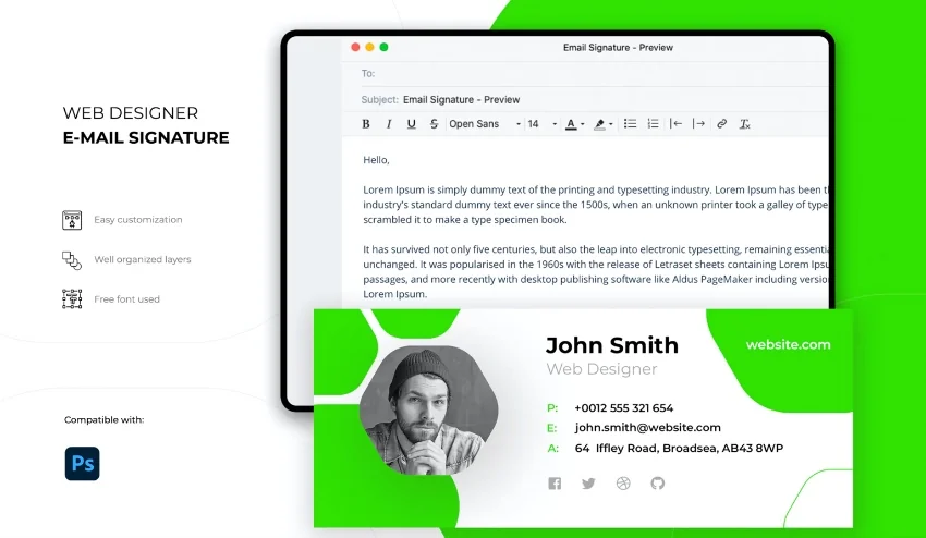 Email signature template