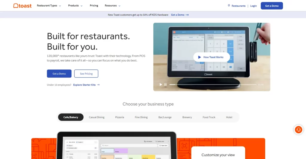 toast landing page