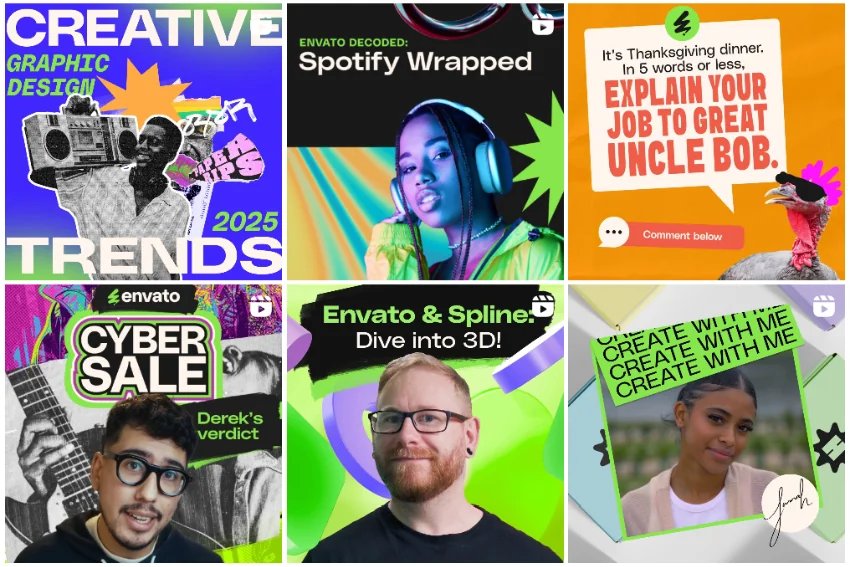 Envato's Instagram feed with consistent branding elements