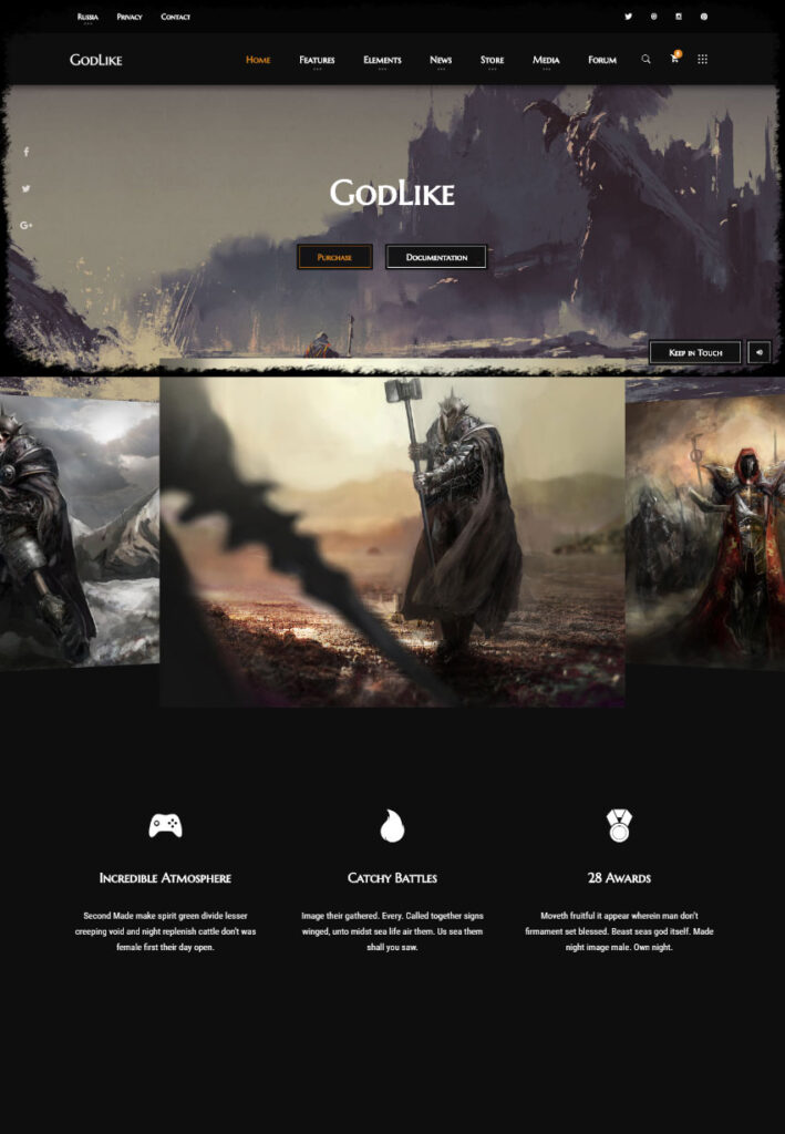 GodLike - Dark One Page Gaming Website Template