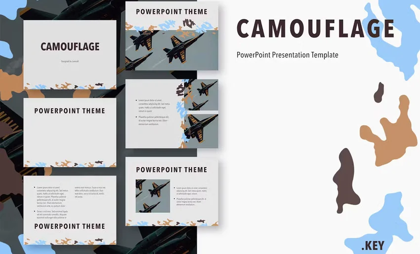 Cover Camouflage Army PowerPoint Template
