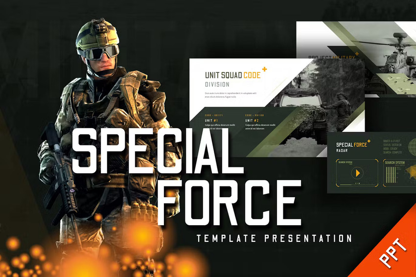 Special Force is an army PPT template