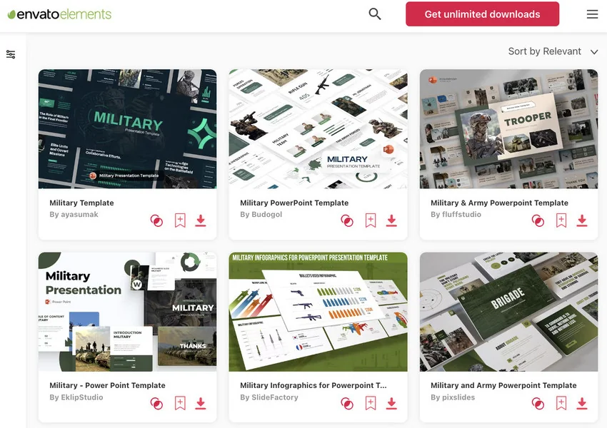Army PowerPoint presentation templates on Envato Elements for 2024