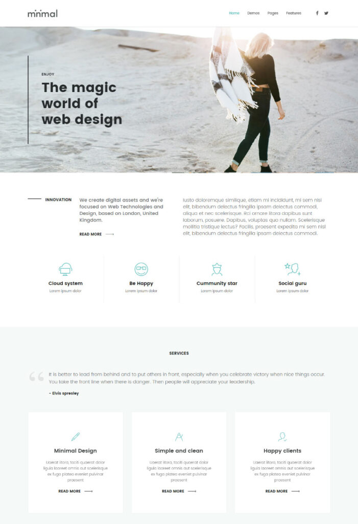 Minimal - Clean and Minimalistic One Page Template