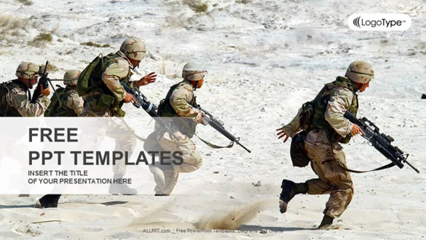 Squad of Soldiers in the Desert - Free Soldier PowerPoint Template