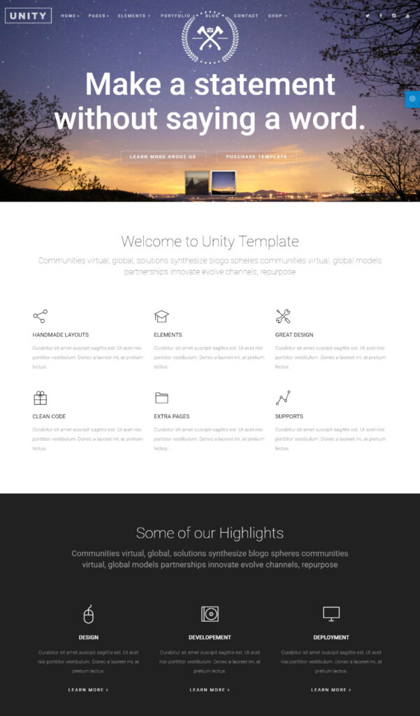 Unity - Flexible All In Single Page HTML Website Template