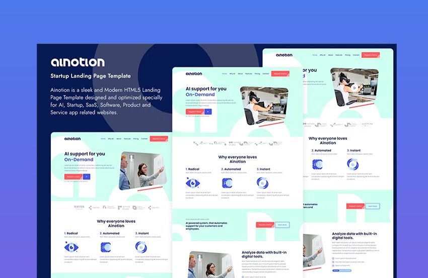 Ainotion multi product landing page