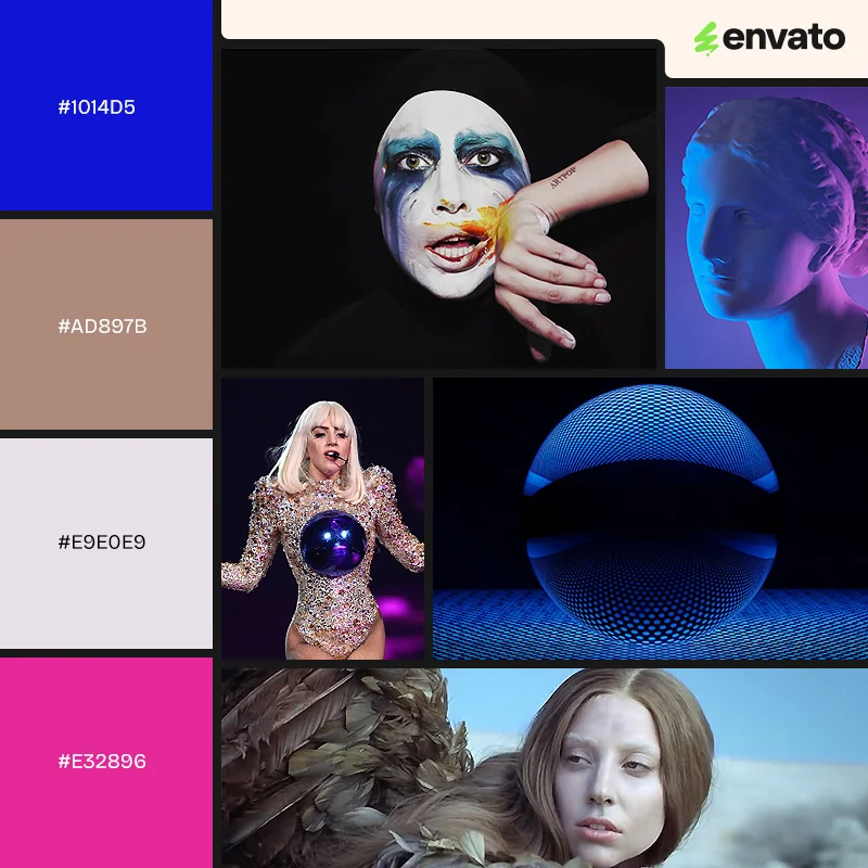 Lady Gaga ARTPOP color palette with iconic looks from the singer