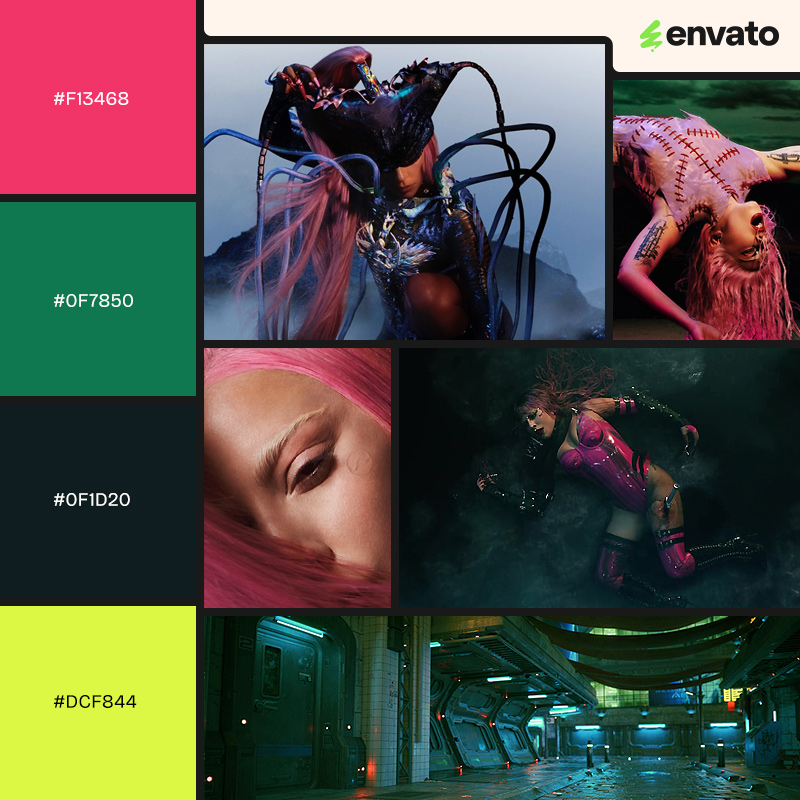 The Chromatica color palette with iconic looks from Lady Gaga