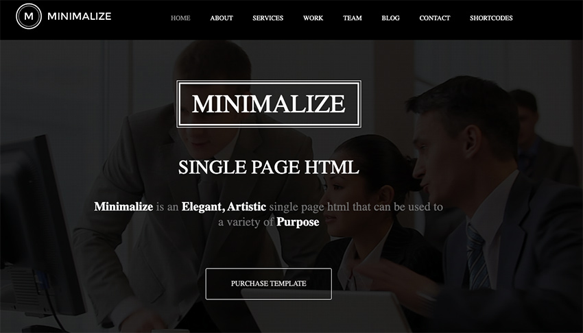 Minimalize Minimal Multipurpose OnePage Template