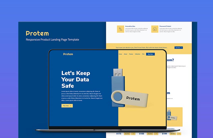 Protem product for landing page design