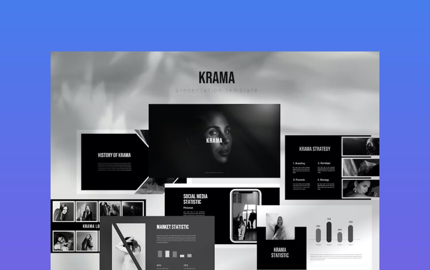 Krama BW Photography PowerPoint Template