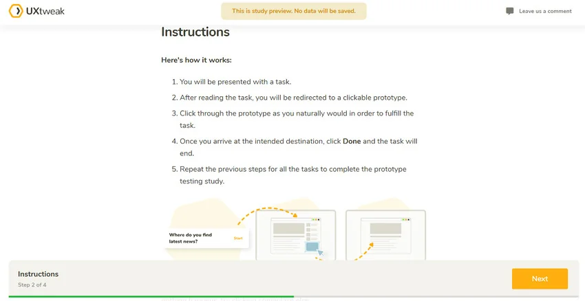 prototype user testing example from UXtweak
