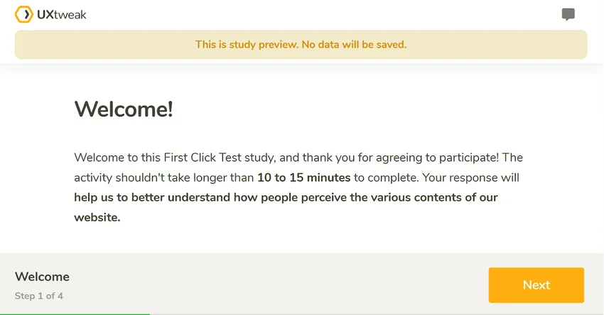 first click testing example in UXtweak