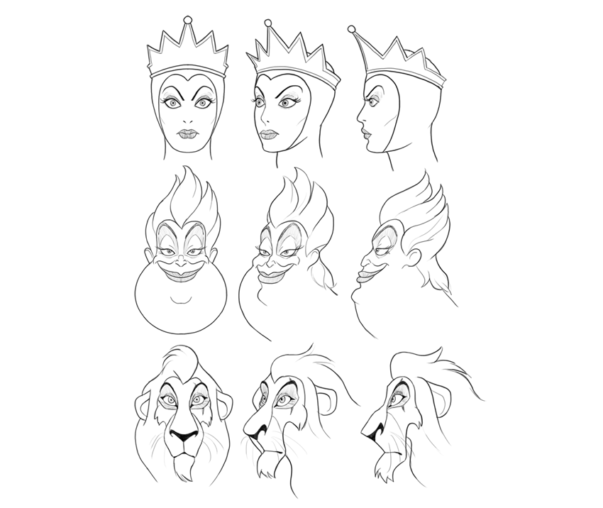 how to draw Disney villains