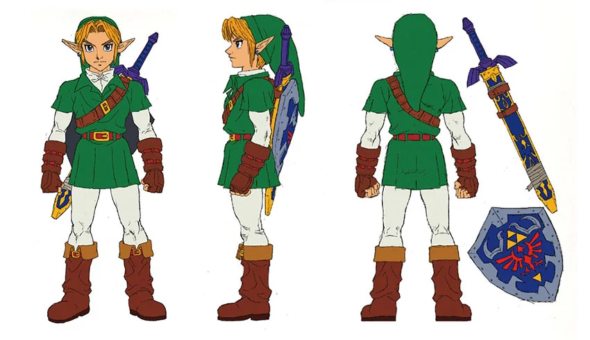 Adult Link from Ocarina of Time (1998, Nintendo 64).