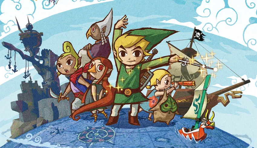 The world of The Wind Waker with several of the main characters