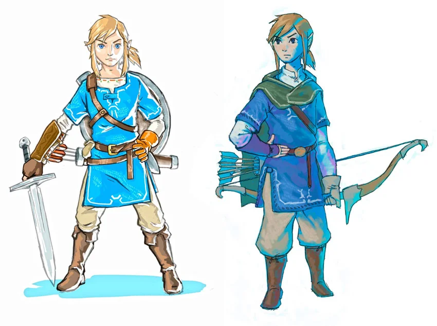 Concept art of Link's new design in Breath of the Wild 