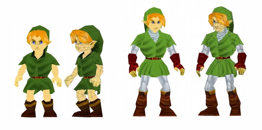 Young Link and Adult Link 3D models from The Ocarina of Time