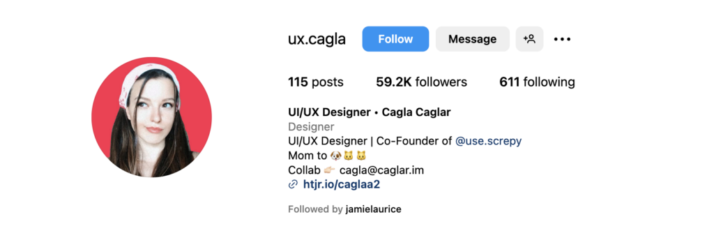 Instagram bio for Cagla Caglar