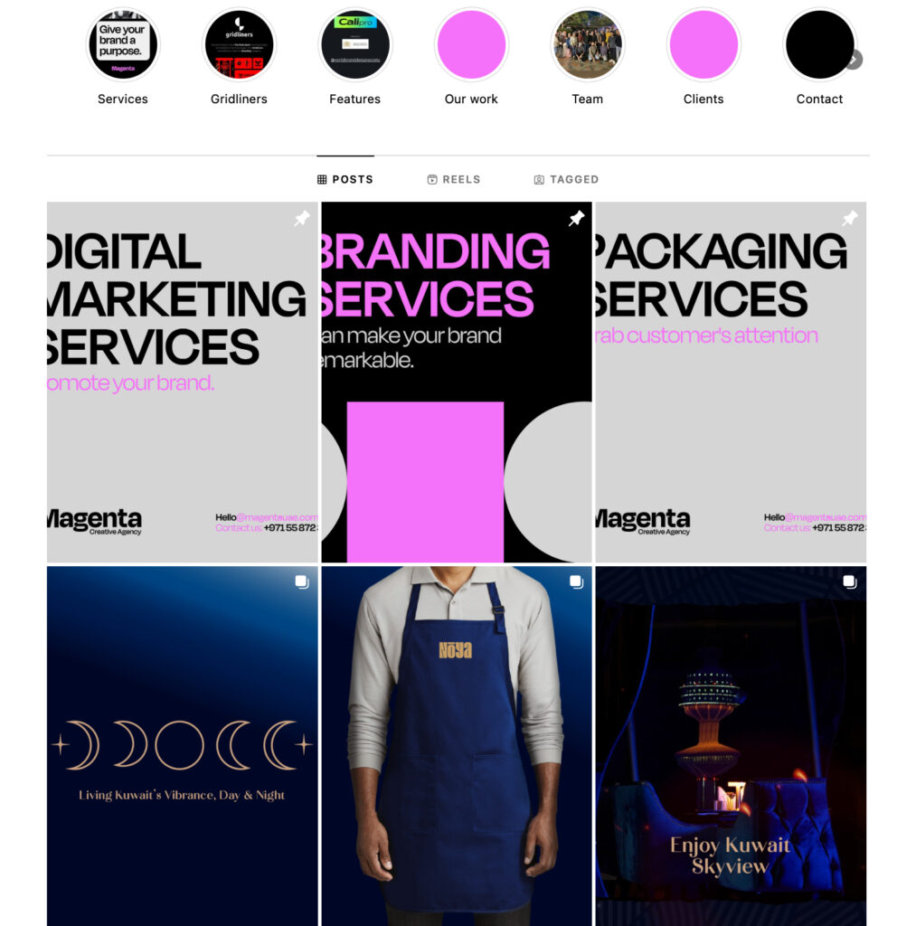 Instagram portfolio using social media templates